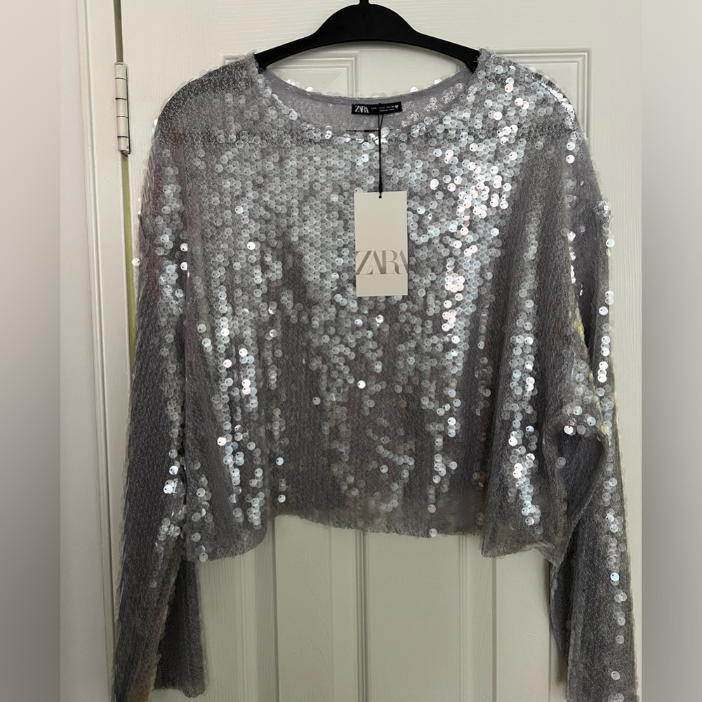 Zara sequinned cropped top